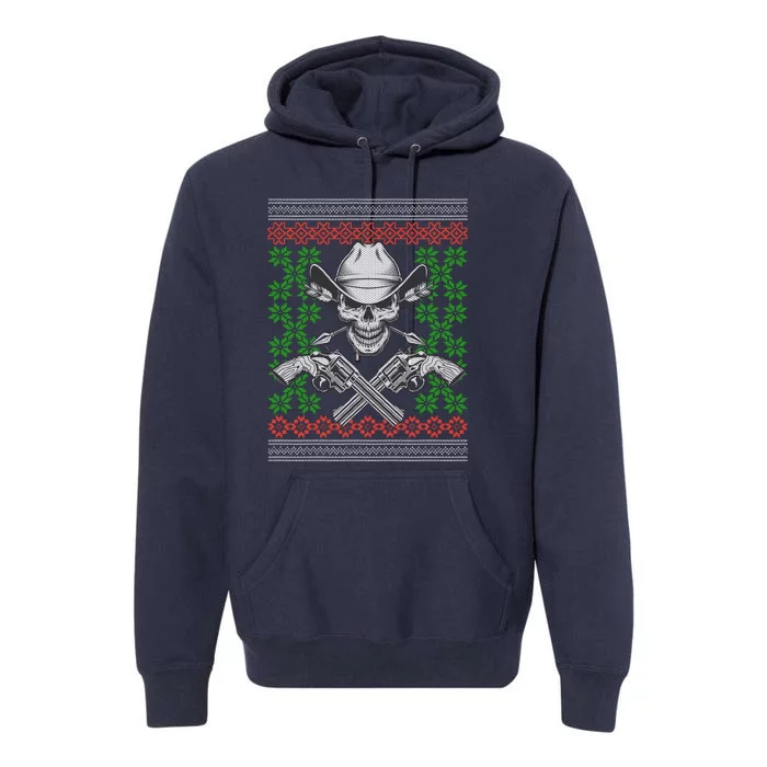 Cool Cowboy Skull Ugly Christmas Sweater Premium Hoodie