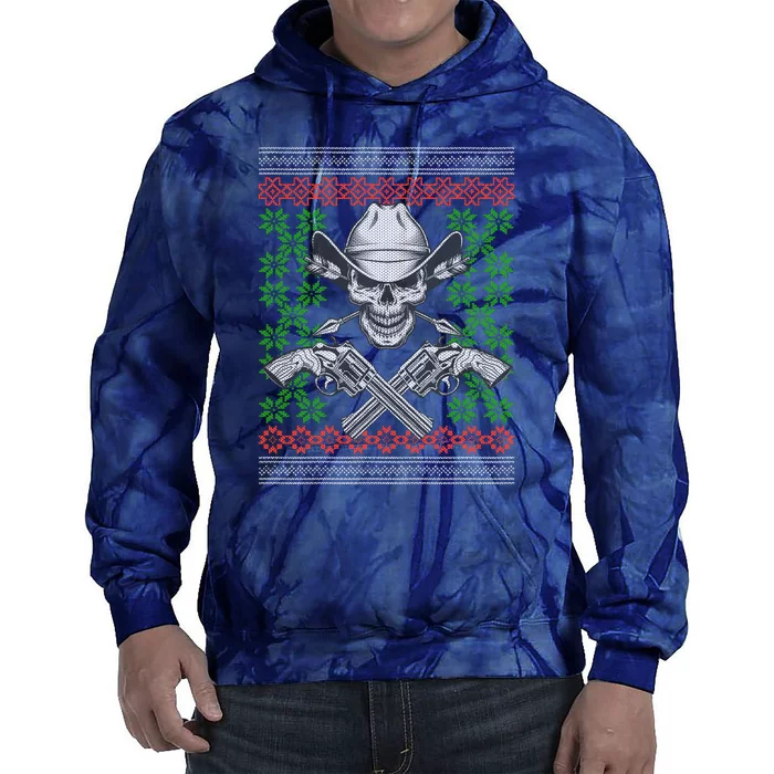 Cool Cowboy Skull Ugly Christmas Sweater Tie Dye Hoodie