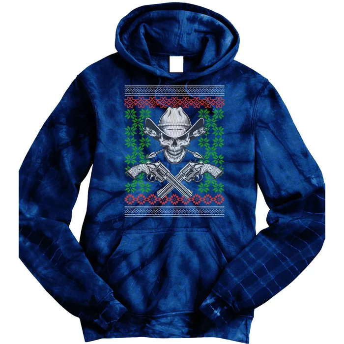 Cool Cowboy Skull Ugly Christmas Sweater Tie Dye Hoodie