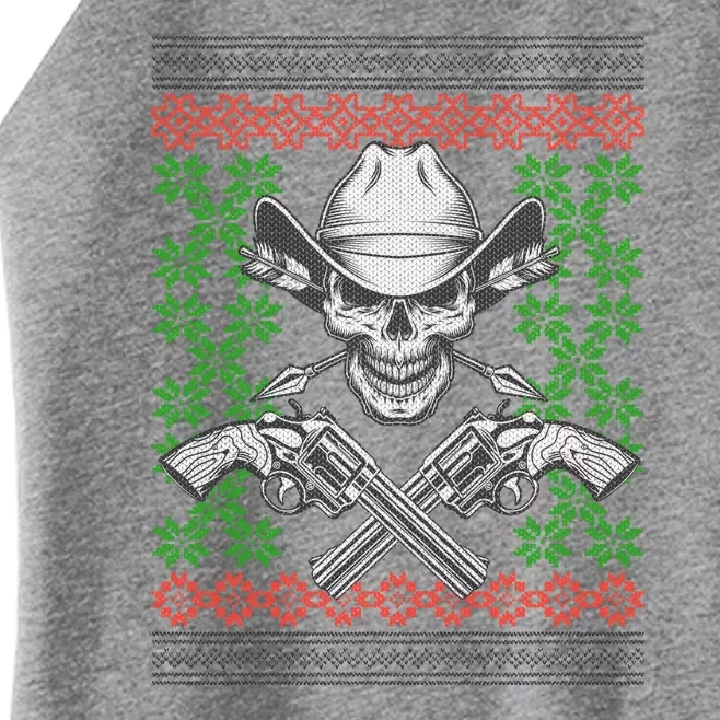 Cool Cowboy Skull Ugly Christmas Sweater Women’s Perfect Tri Rocker Tank