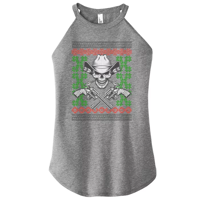 Cool Cowboy Skull Ugly Christmas Sweater Women’s Perfect Tri Rocker Tank