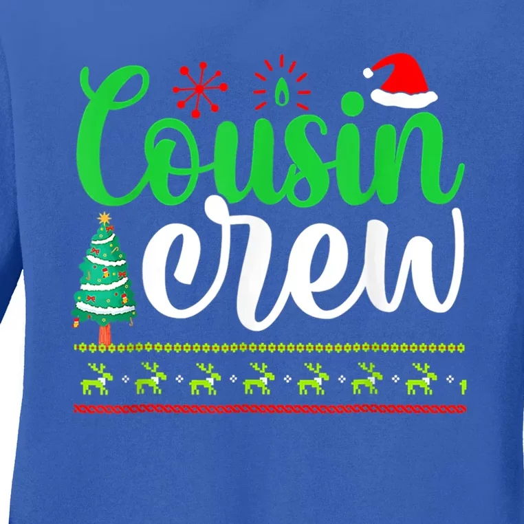 Cousin Crew Santa Hat Pajamas Matching Family Christmas Cool Gift Ladies Long Sleeve Shirt