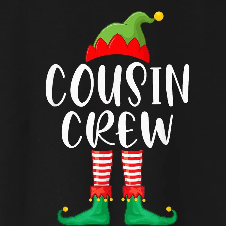 Cousin Crew Shirt Cute Xmas Elf Matching Christmas Party Women's Crop Top Tee