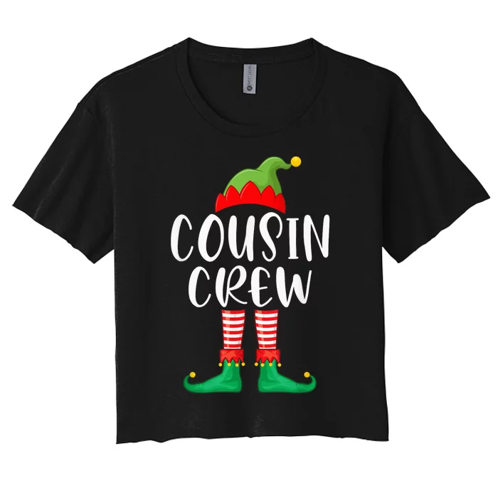 Cousin Crew Shirt Cute Xmas Elf Matching Christmas Party Women's Crop Top Tee