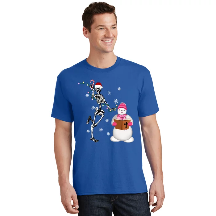 Christmas Christian Skeleton Dancing Xmas Snow Jesus Gift T-Shirt