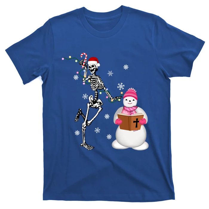 Christmas Christian Skeleton Dancing Xmas Snow Jesus Gift T-Shirt