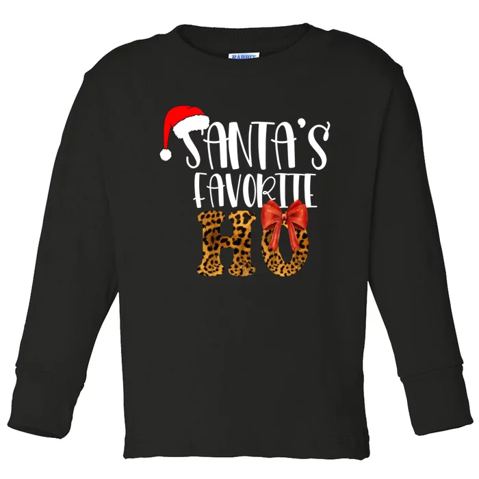 Cute Cheetah SantaS Favorite Ho Christmas Toddler Long Sleeve Shirt