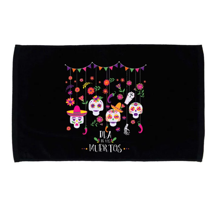 Colorful Calavera Skulls Celebration Mexican Holiday Microfiber Hand Towel