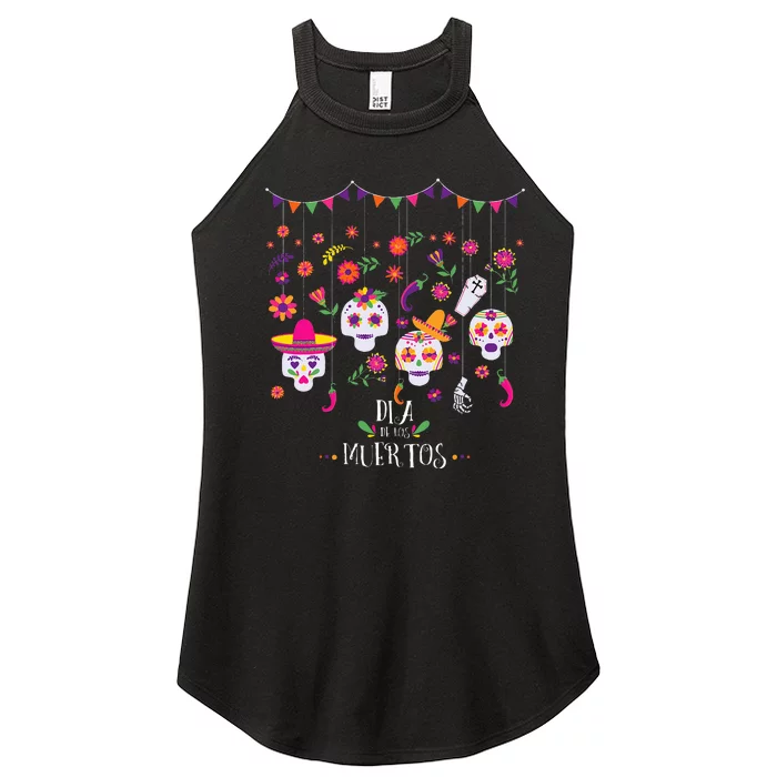 Colorful Calavera Skulls Celebration Mexican Holiday Women’s Perfect Tri Rocker Tank