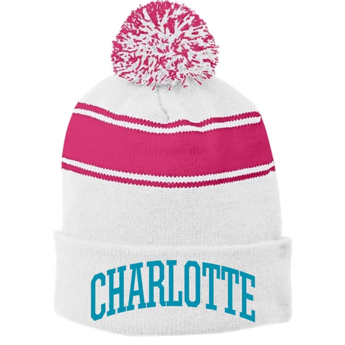 Charlotte Charlotte Sports Collegestyle Stripe Pom Pom Beanie