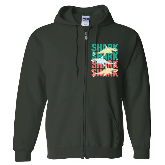 Cool Colorful Sharks Full Zip Hoodie