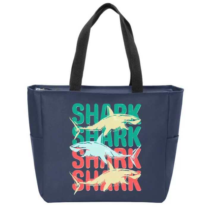 Cool Colorful Sharks Zip Tote Bag