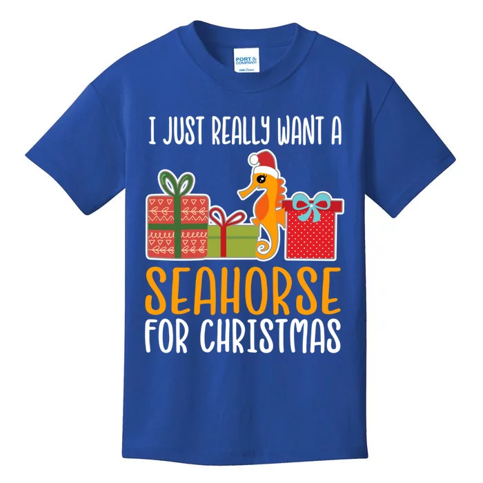 Cute Christmas Seahorse I Want A Seahorse Meaningful Gift Kids T-Shirt