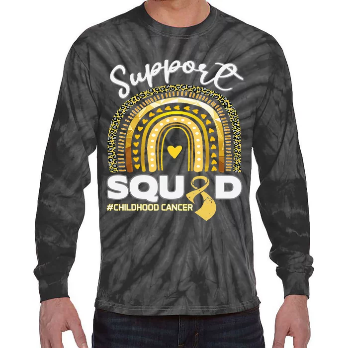 Childhood Cancer Support Squad Gold Ribbon Tie-Dye Long Sleeve Shirt