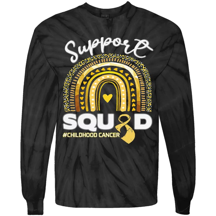 Childhood Cancer Support Squad Gold Ribbon Tie-Dye Long Sleeve Shirt