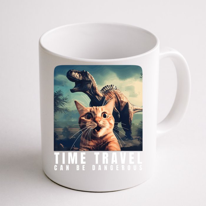 Crazy Cat Selfie Run Time Travel Can Be Dangerous Cat Love Front & Back Coffee Mug