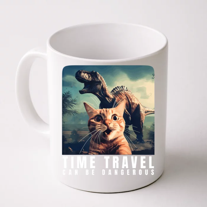 Crazy Cat Selfie Run Time Travel Can Be Dangerous Cat Love Front & Back Coffee Mug