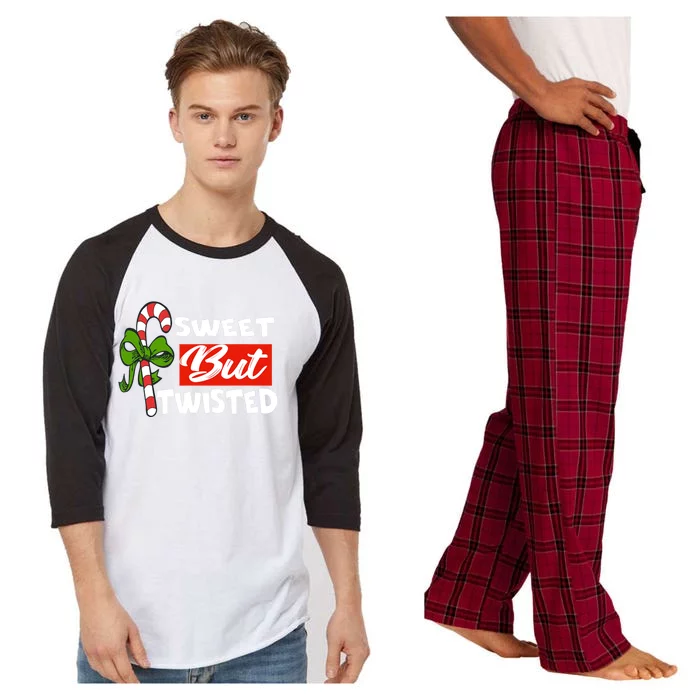 Candy Cane Sweet But Twisted Funny Christmas Gift Raglan Sleeve Pajama Set