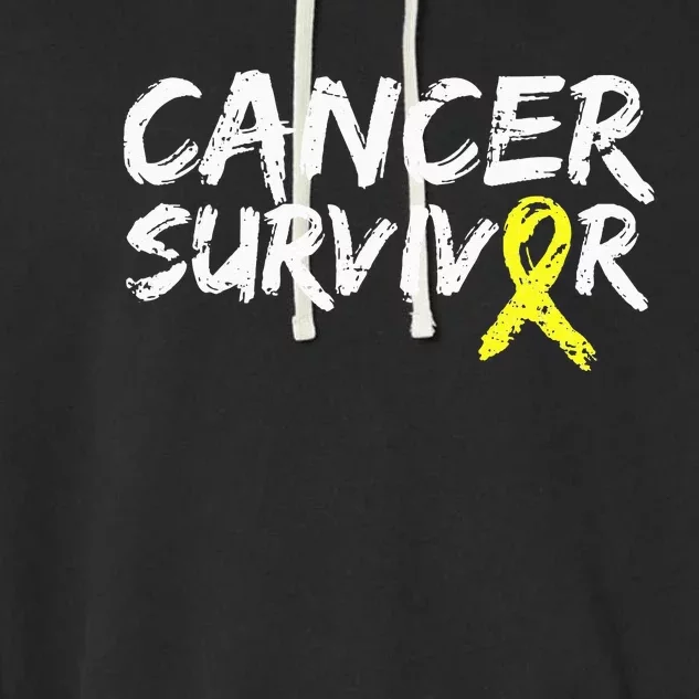 Childhood Cancer Survivor Yellow Ribbon Awareness Support Garment-Dyed Fleece Hoodie