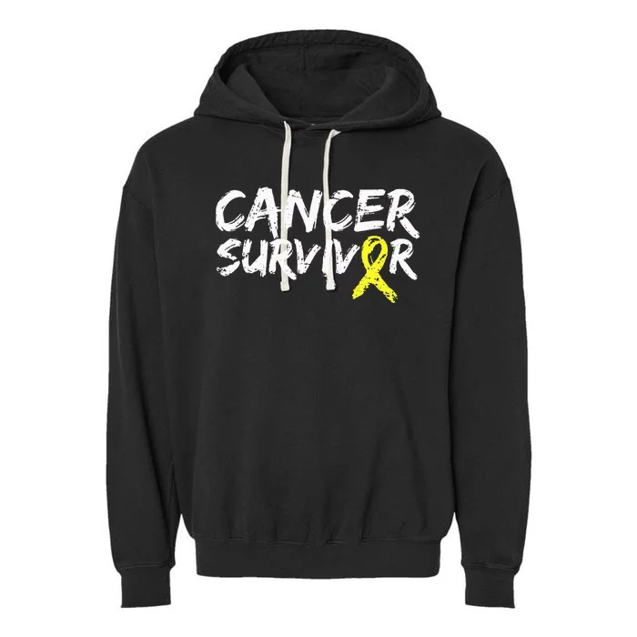 Childhood Cancer Survivor Yellow Ribbon Awareness Support Garment-Dyed Fleece Hoodie