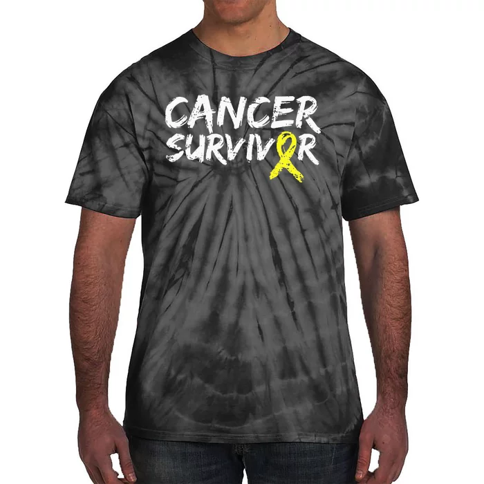 Childhood Cancer Survivor Yellow Ribbon Awareness Support Tie-Dye T-Shirt