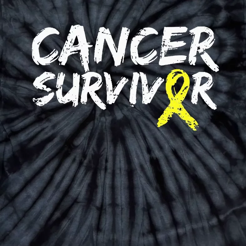 Childhood Cancer Survivor Yellow Ribbon Awareness Support Tie-Dye T-Shirt