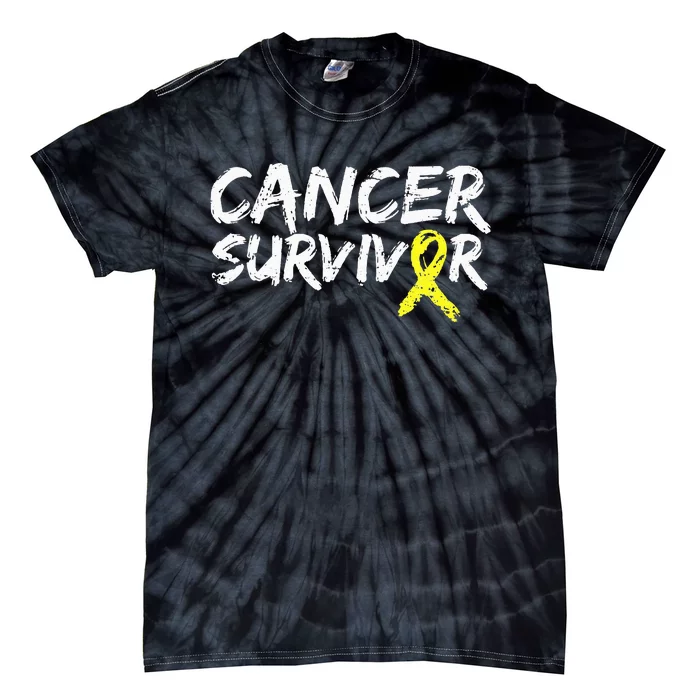 Childhood Cancer Survivor Yellow Ribbon Awareness Support Tie-Dye T-Shirt