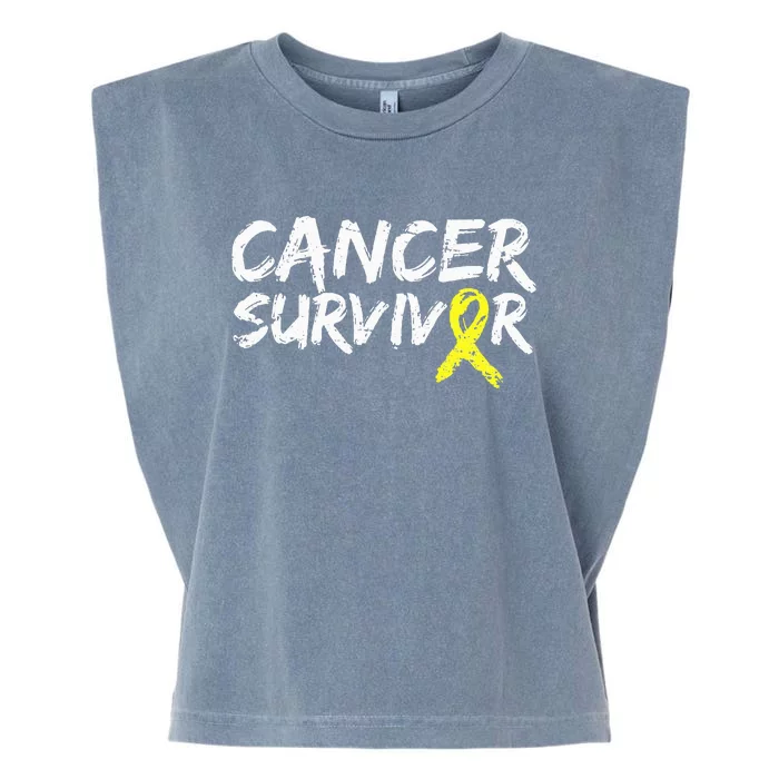 Childhood Cancer Survivor Yellow Ribbon Awareness Support Garment-Dyed Women's Muscle Tee