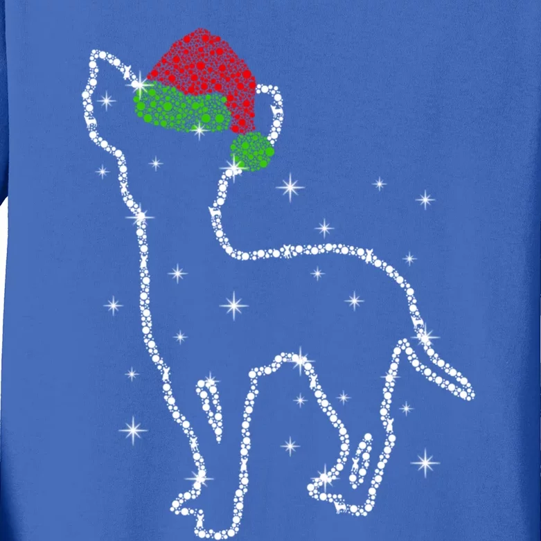 Cute Chihuahua Santa Hat Christmas Lights Dog Lover Xmas Gift Kids Long Sleeve Shirt