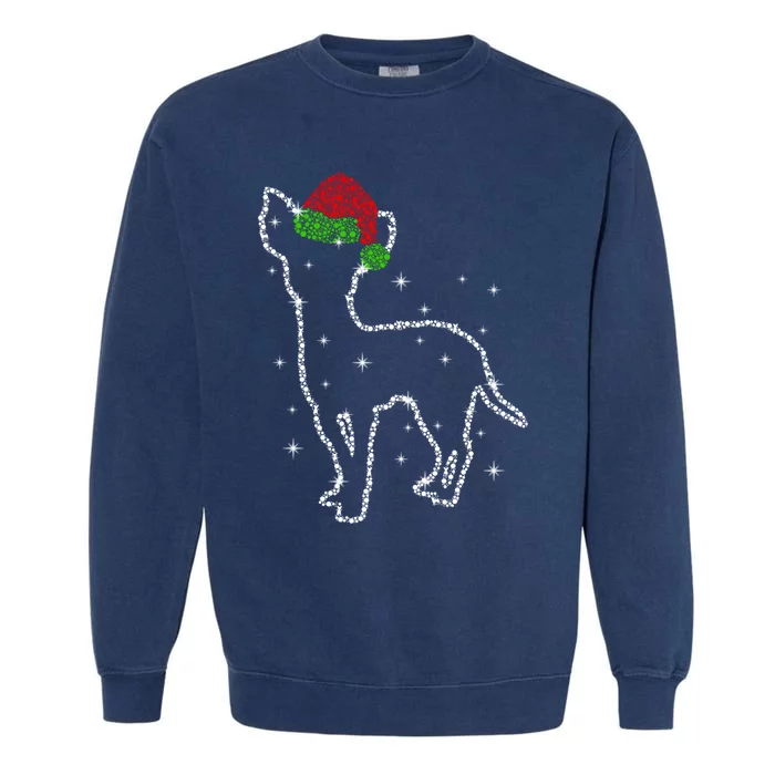 Cute Chihuahua Santa Hat Christmas Lights Dog Lover Xmas Gift Garment-Dyed Sweatshirt