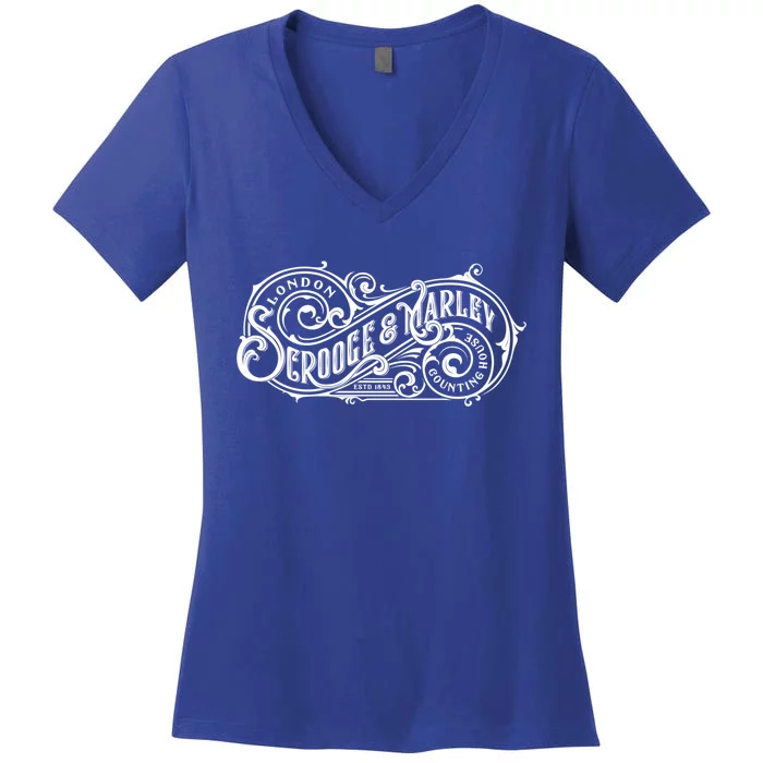 Christmas Carol Scrooge And Marley Counting House Gift Women's V-Neck T-Shirt