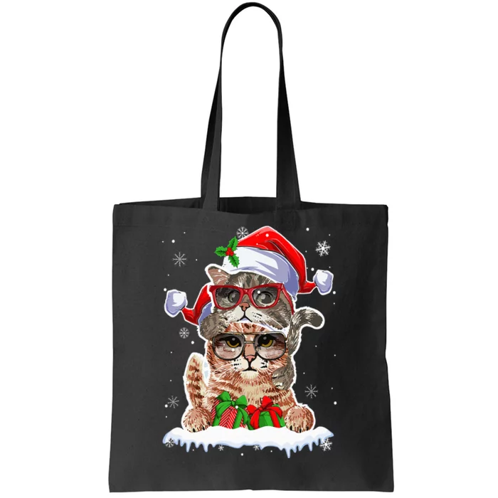 Cat Christmas Santa Cat Mom Cat Dad Cat Lover Merry Catmas Tote Bag