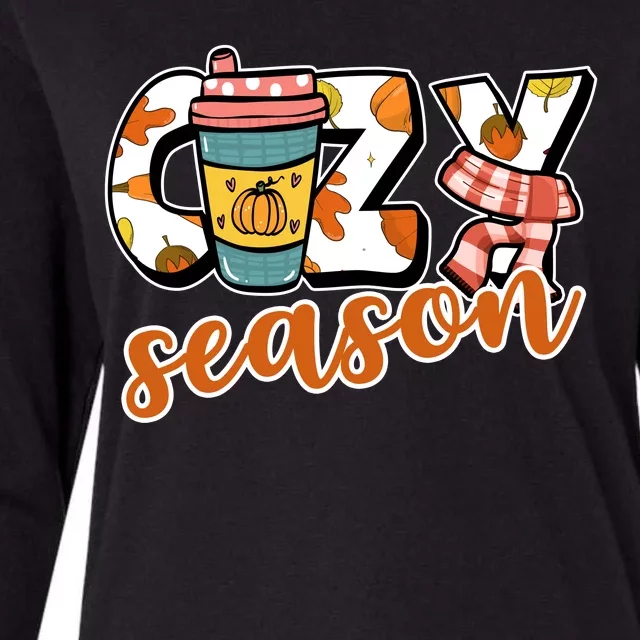 Cute Crazy Season Fall Autumn Coffee Pumpkin Spice Womens Cotton Relaxed Long Sleeve T-Shirt