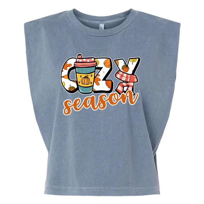 Cute Crazy Season Fall Autumn Coffee Pumpkin Spice Garment-Dyed Women's Muscle Tee