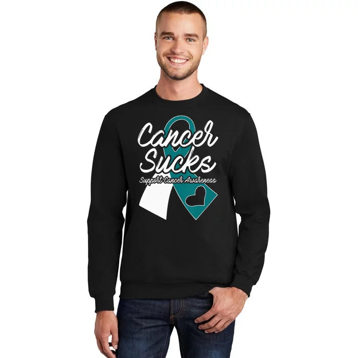 Cervical Cancer Sucks Teal White Support Ribbon Sweatshirt