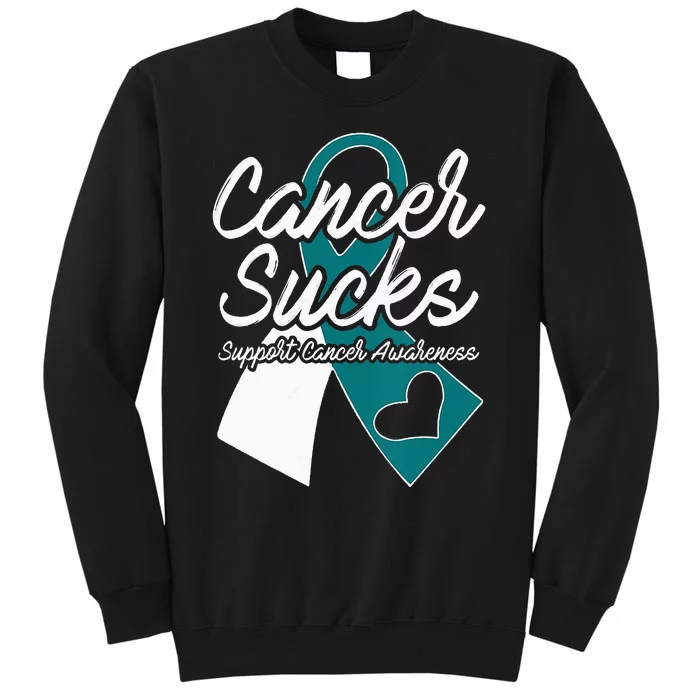 Cervical Cancer Sucks Teal White Support Ribbon Sweatshirt