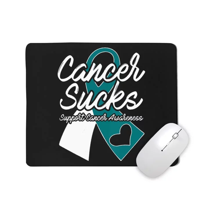 Cervical Cancer Sucks Teal White Support Ribbon Mousepad