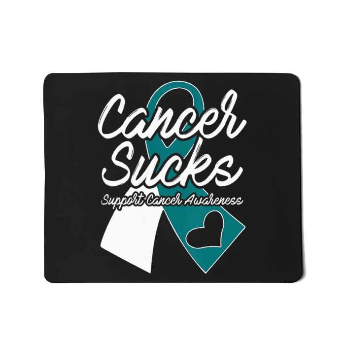 Cervical Cancer Sucks Teal White Support Ribbon Mousepad