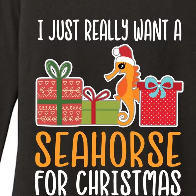 Cute Christmas Seahorse I Want A Seahorse Funny Gift Womens CVC Long Sleeve Shirt