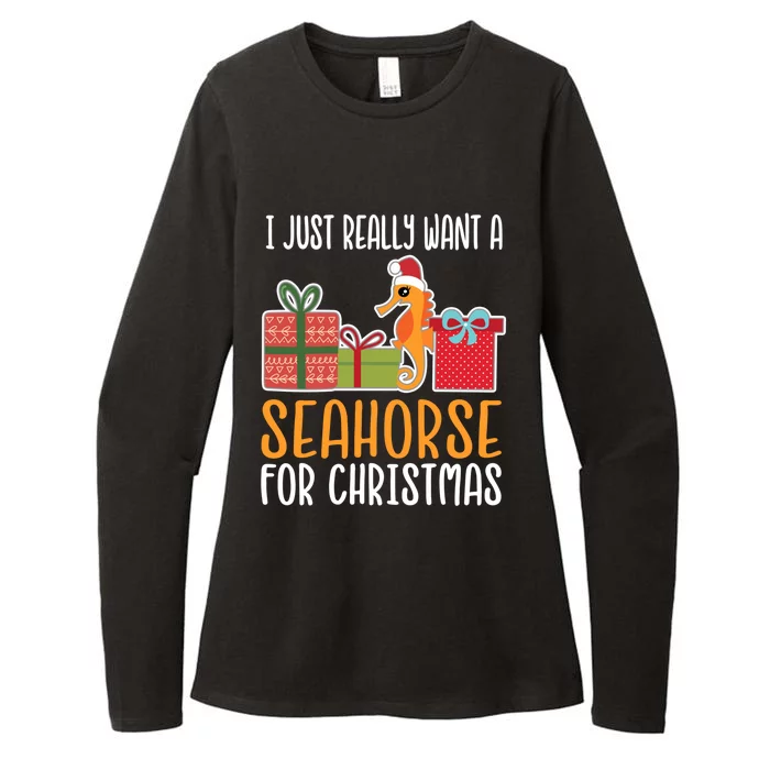 Cute Christmas Seahorse I Want A Seahorse Funny Gift Womens CVC Long Sleeve Shirt