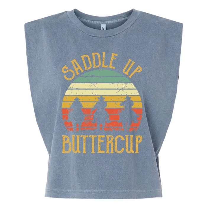 Cow Cow Southern Western Saddle Up Buttercup Garment-Dyed Women's Muscle Tee