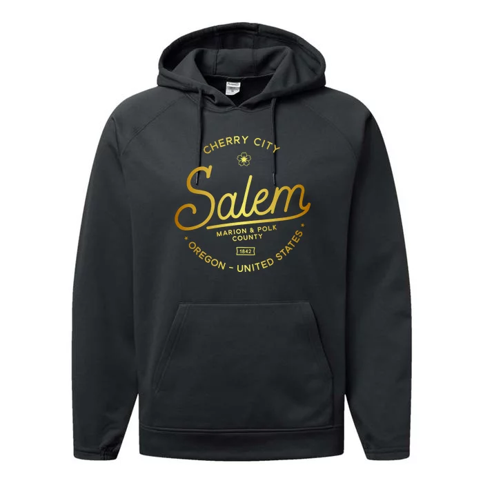 Cherry City Salem Oregon Marion & Polk County 1842 Performance Fleece Hoodie