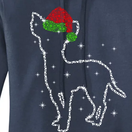 Cute Chihuahua Santa Hat Christmas Lights Dog Lover Xmas Gift Women's Pullover Hoodie