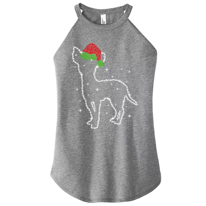 Cute Chihuahua Santa Hat Christmas Lights Dog Lover Xmas Gift Women’s Perfect Tri Rocker Tank