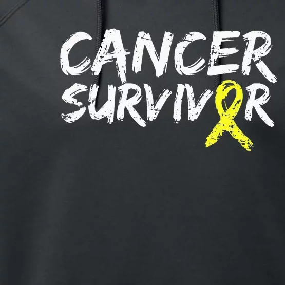 Childhood Cancer Survivor Yellow Ribbon Awareness Support Performance Fleece Hoodie