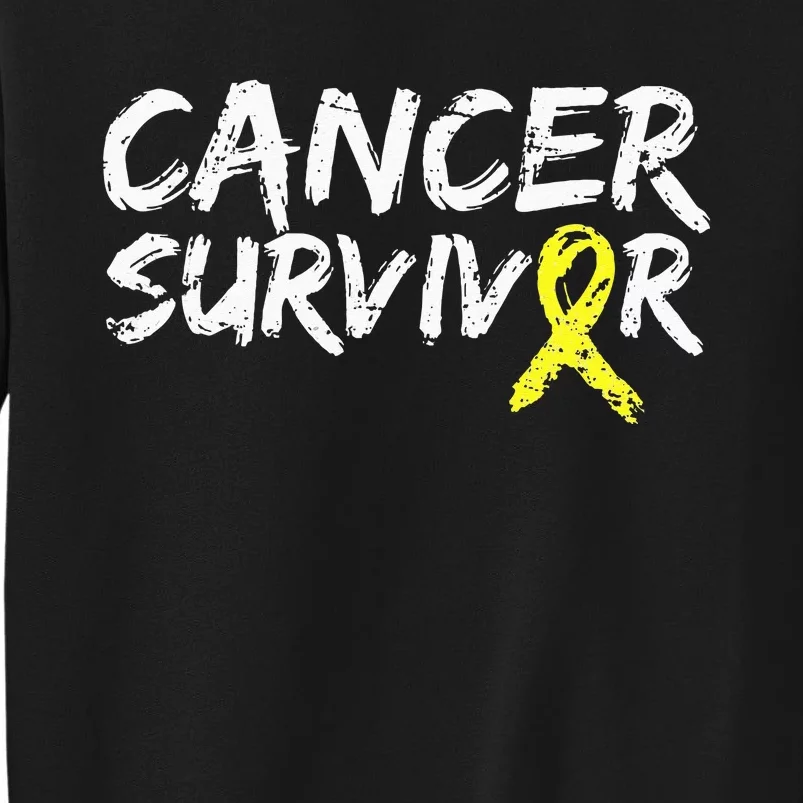 Childhood Cancer Survivor Yellow Ribbon Awareness Support Tall Sweatshirt