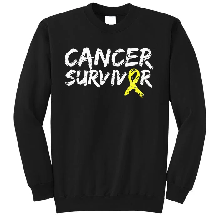 Childhood Cancer Survivor Yellow Ribbon Awareness Support Tall Sweatshirt