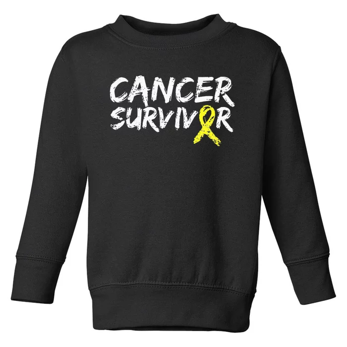 Childhood Cancer Survivor Yellow Ribbon Awareness Support Toddler Sweatshirt