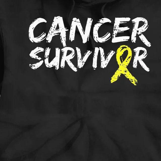 Childhood Cancer Survivor Yellow Ribbon Awareness Support Tie Dye Hoodie