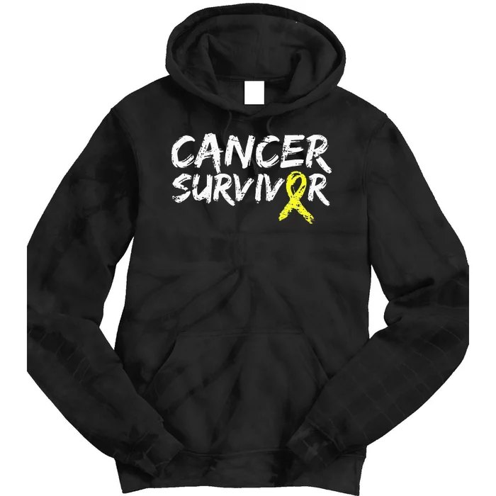 Childhood Cancer Survivor Yellow Ribbon Awareness Support Tie Dye Hoodie